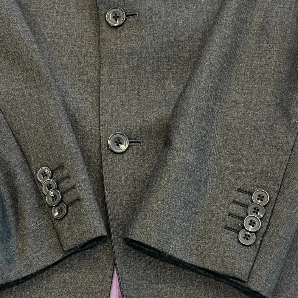 TM Lewin Blazer Mens 40S Gray Merino Wool‎ Super 110s Two Button Double Vent